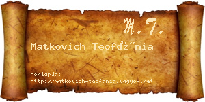 Matkovich Teofánia névjegykártya